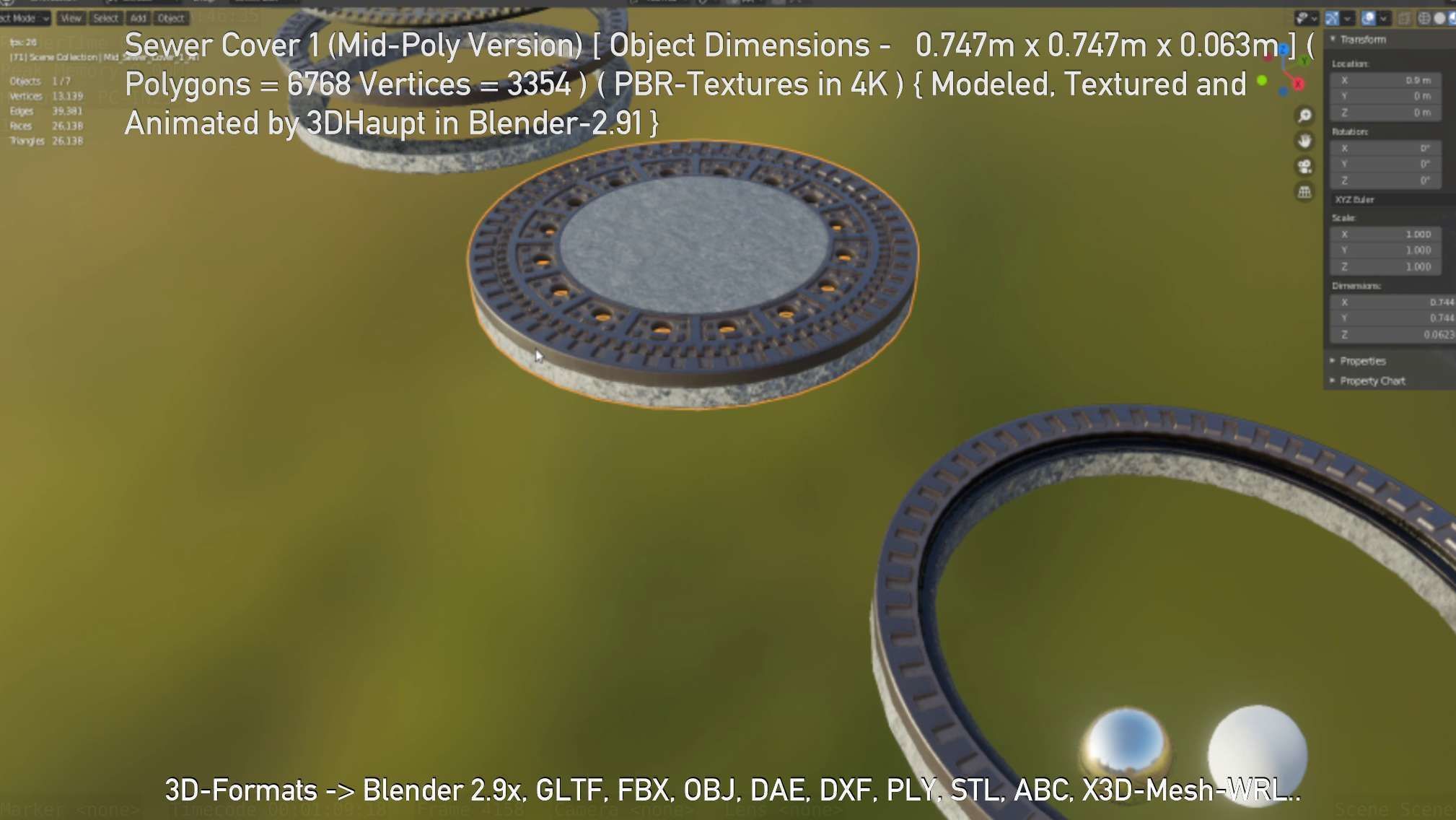 Sewer Cover 1 Mid-Poly Version Low-poly 3D model_86