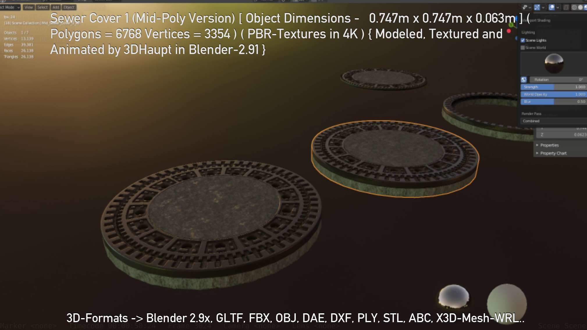 Sewer Cover 1 Mid-Poly Version Low-poly 3D model_46