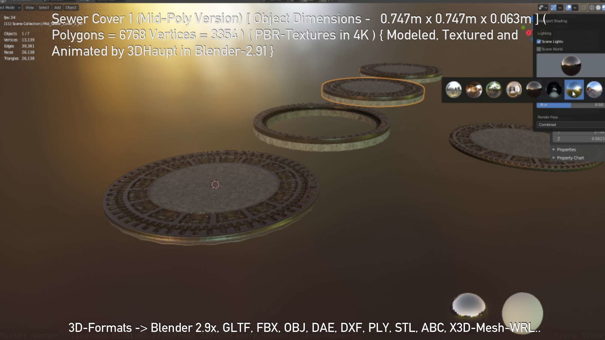 Sewer Cover 1 Mid-Poly Version Low-poly 3D model_54