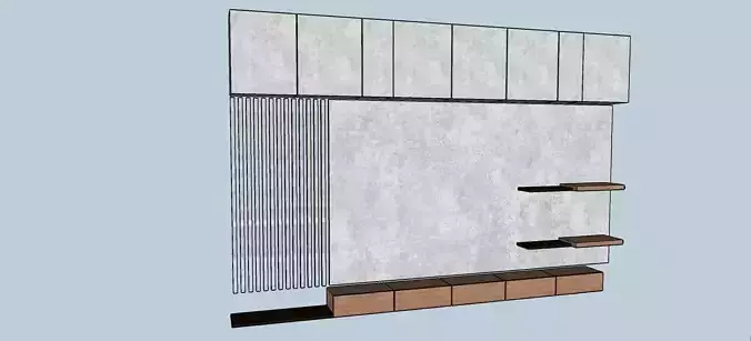 Tv-unit wall unit with shelves and drawers 3D model