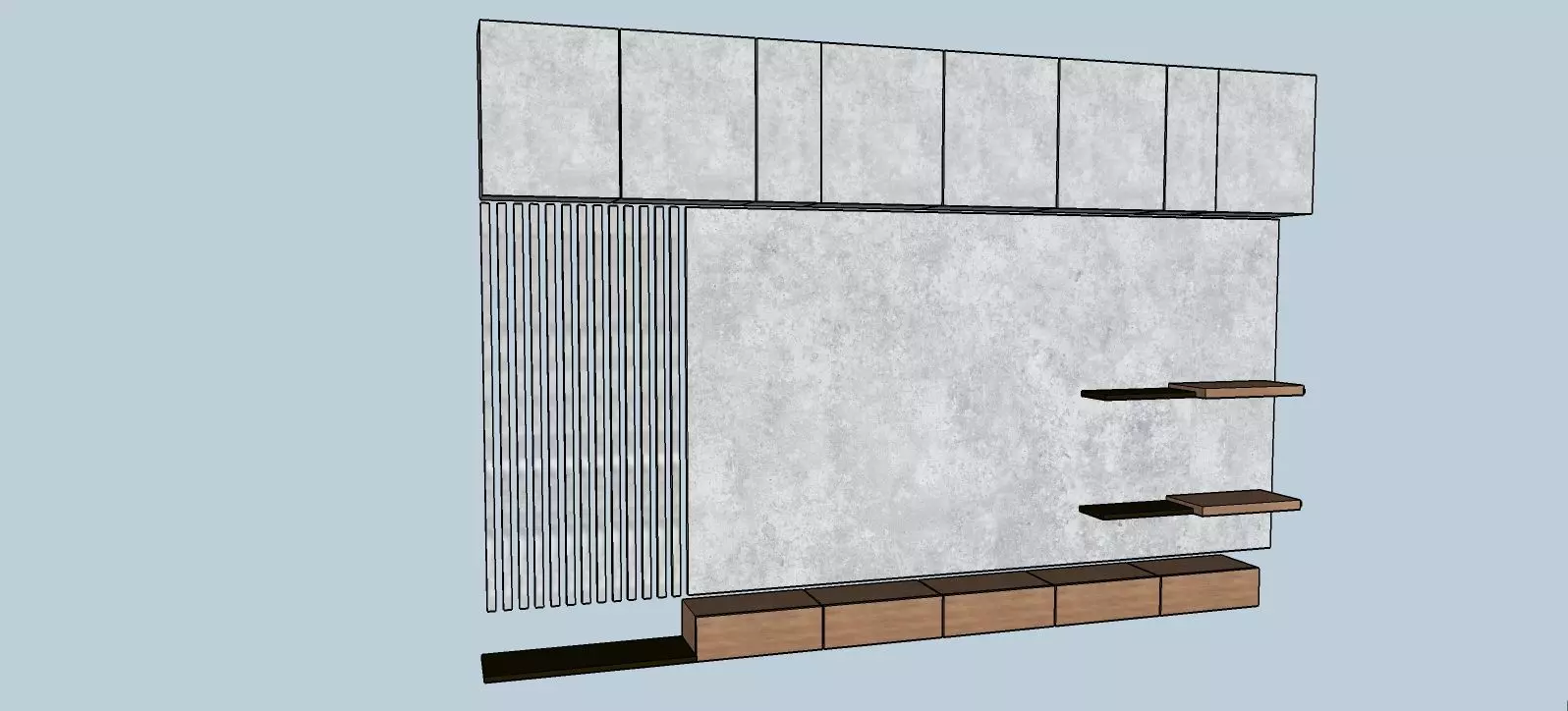 Tv-unit wall unit with shelves and drawers 3D model