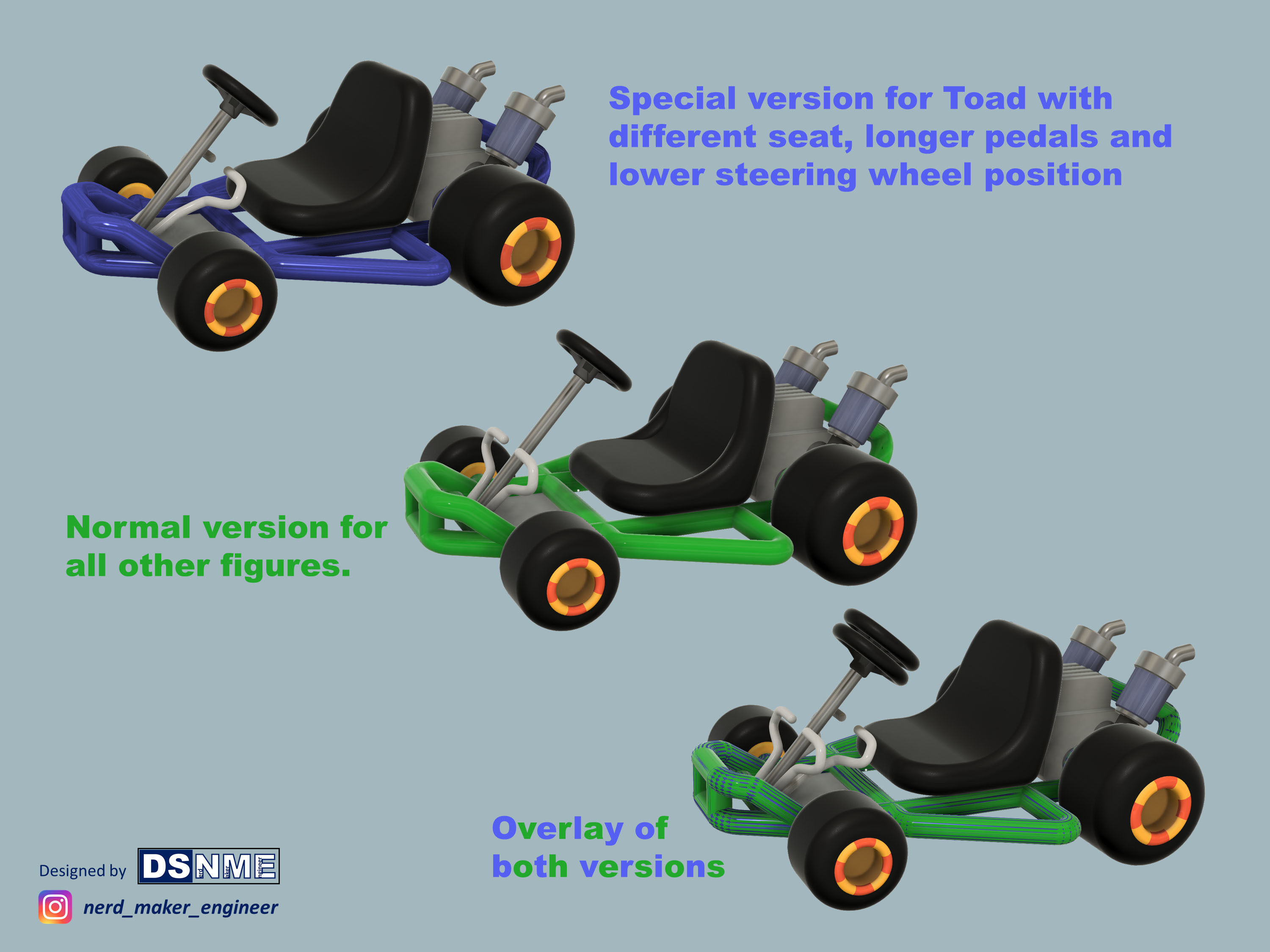 Mario Kart 64 Style Go-Kart - For San-Ei Plushs and Amiibos 3D print model_4