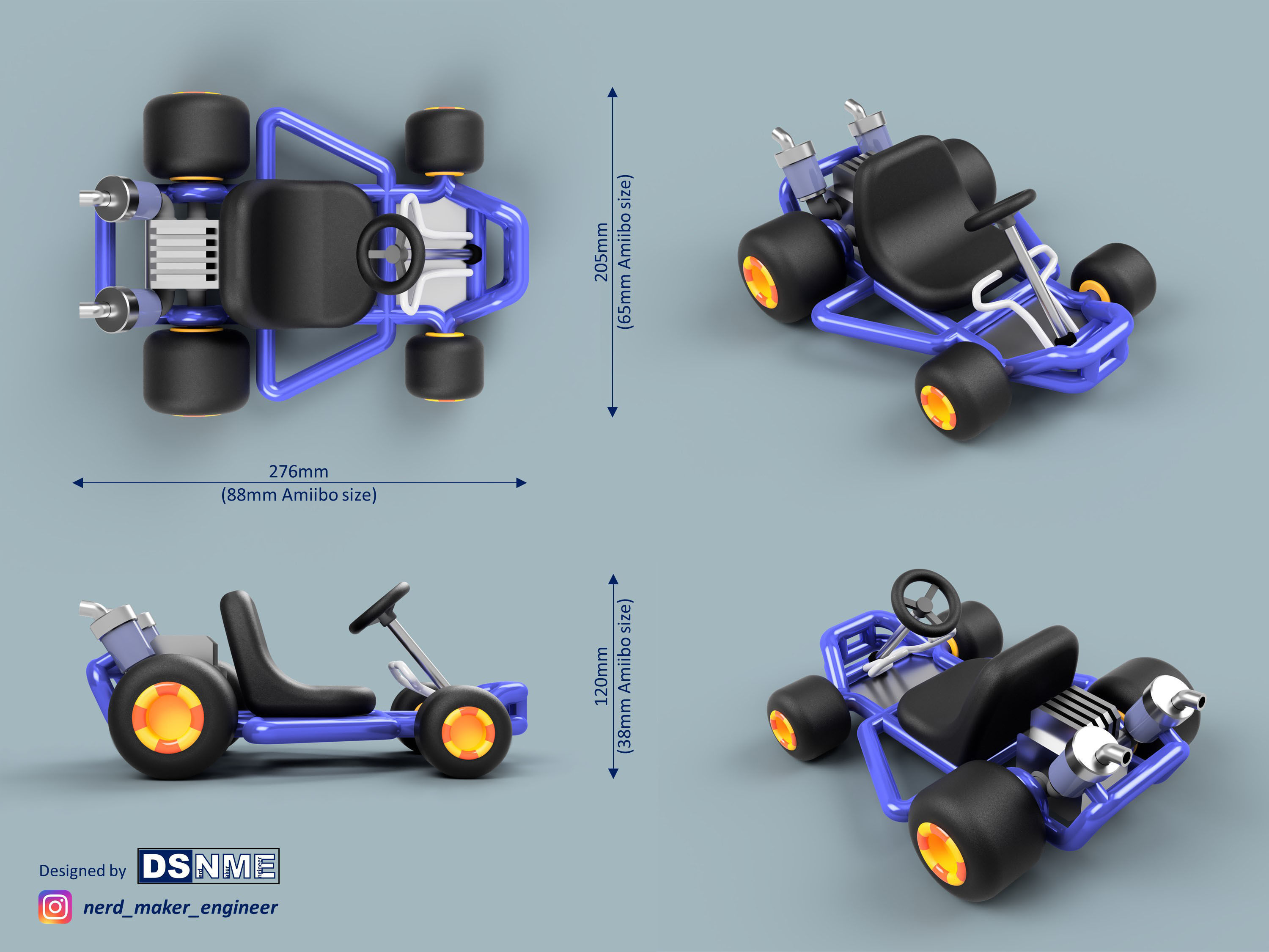 Mario Kart 64 Style Go-Kart - For San-Ei Plushs and Amiibos 3D print model_29