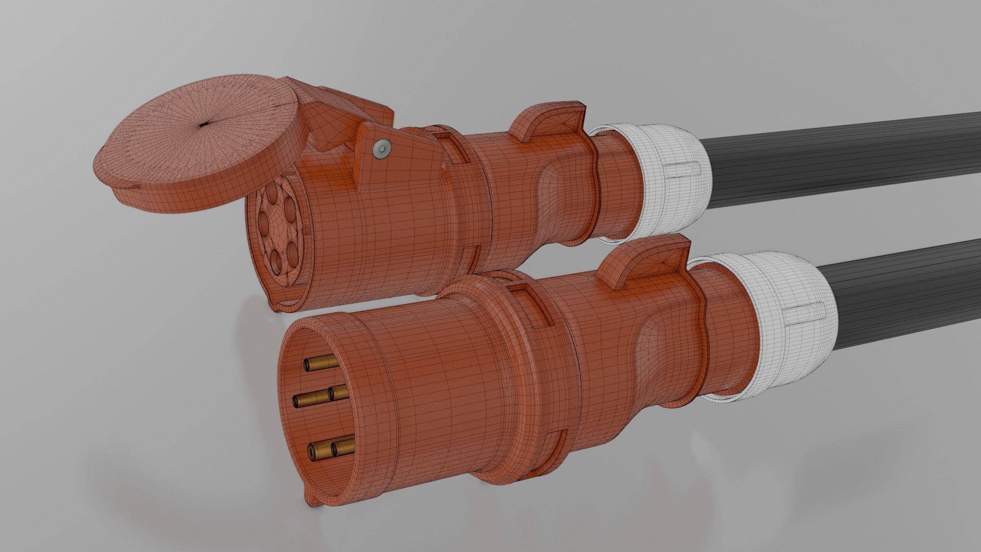 PC Electric Euro Plug Shark 5 Pin 3D model_6