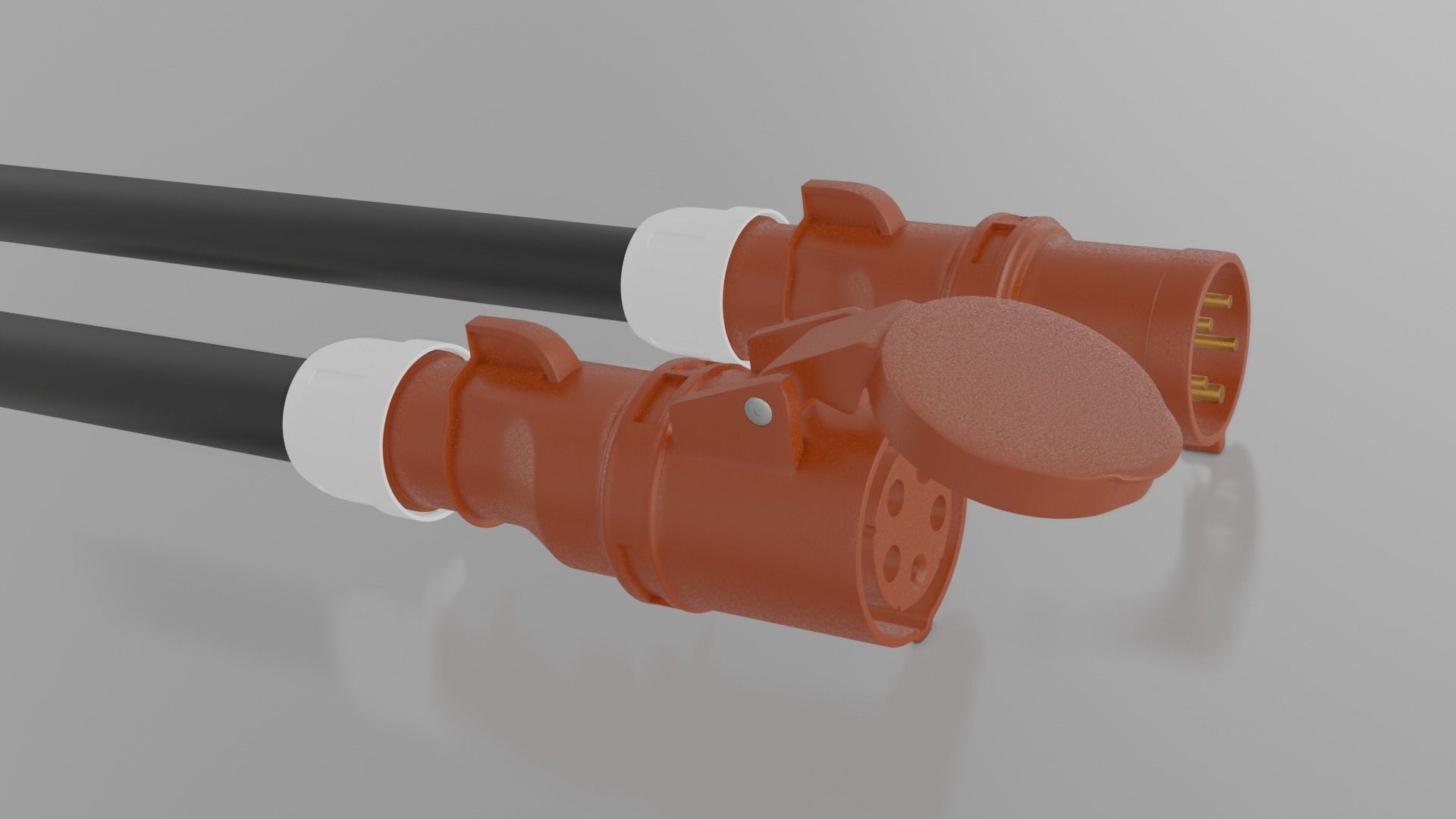 PC Electric Euro Plug Shark 5 Pin 3D model_2