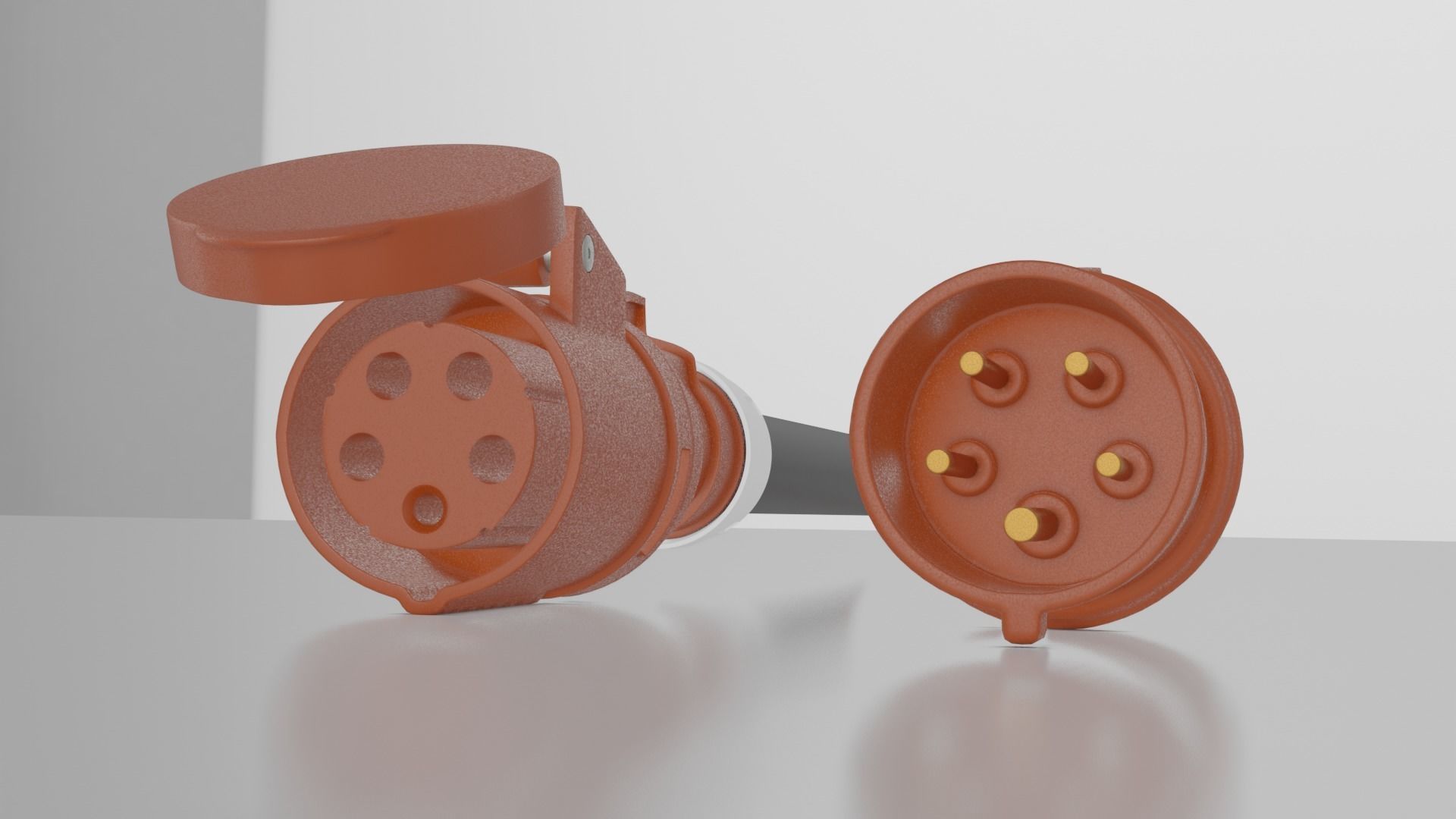 PC Electric Euro Plug Shark 5 Pin 3D model_1