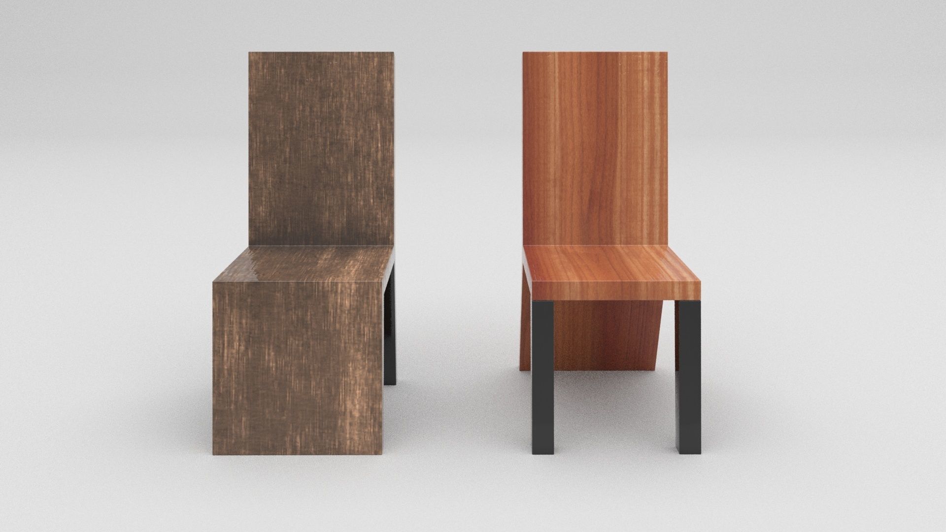 Wood Chair Low-poly 3D model_4