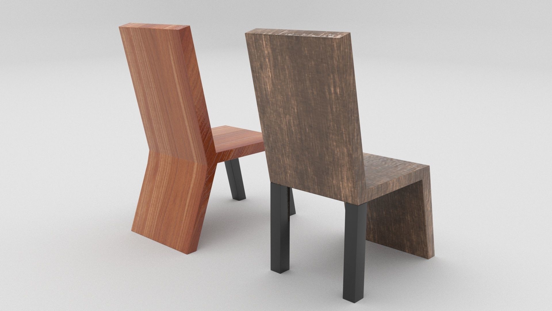 Wood Chair Low-poly 3D model_2