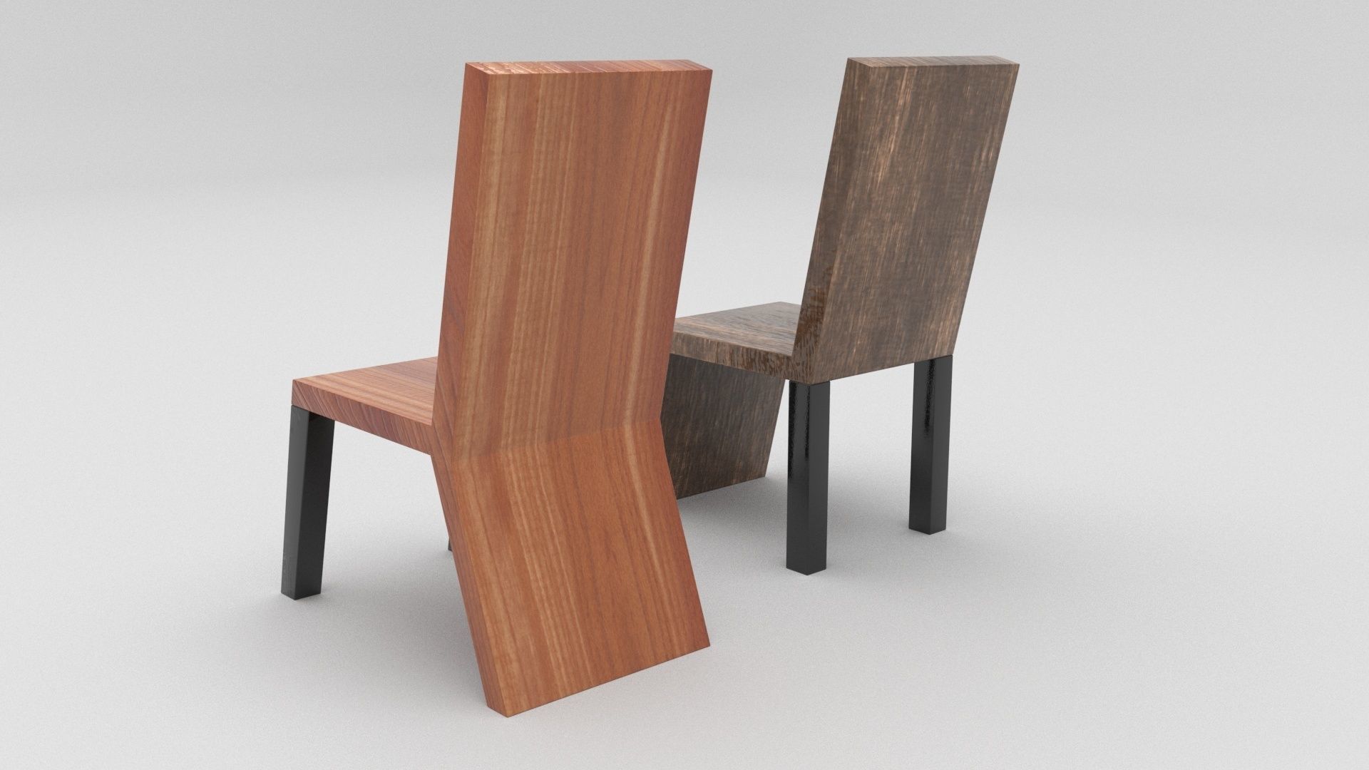 Wood Chair Low-poly 3D model_3