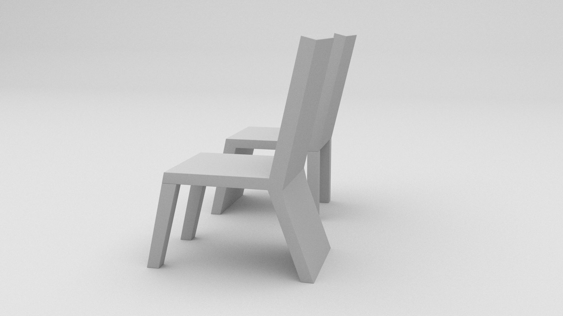 Wood Chair Low-poly 3D model_8