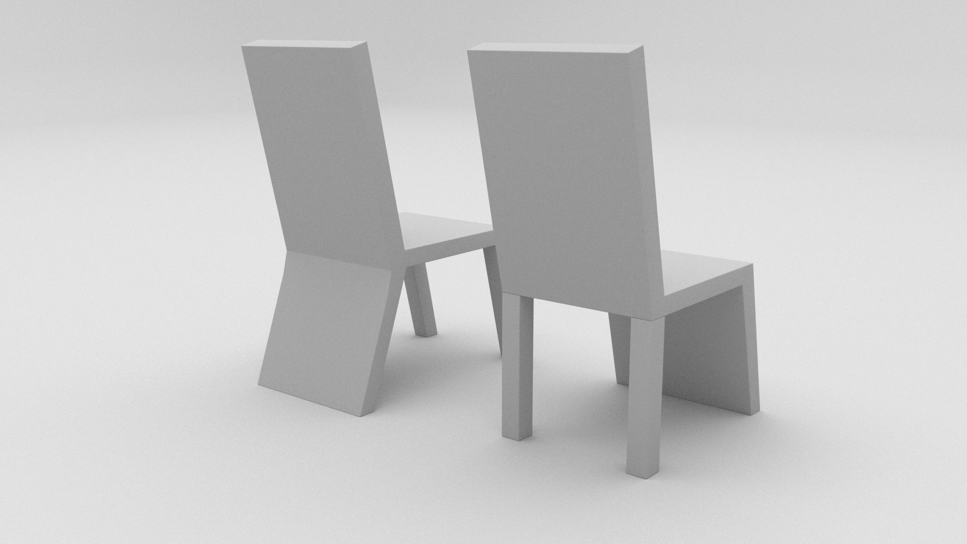 Wood Chair Low-poly 3D model_7