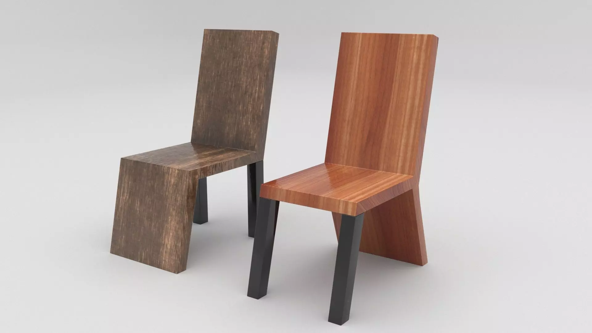 Wood Chair Low-poly 3D model_0