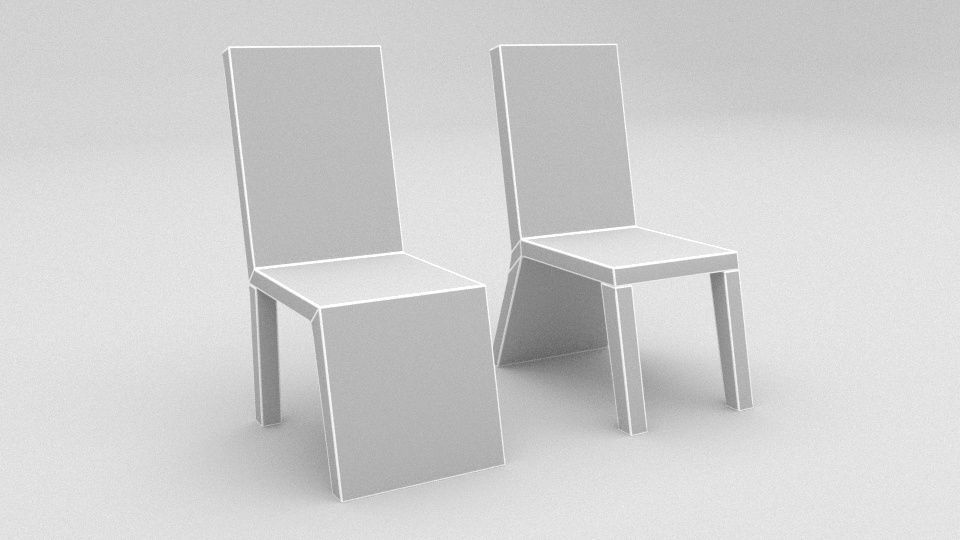 Wood Chair Low-poly 3D model_5