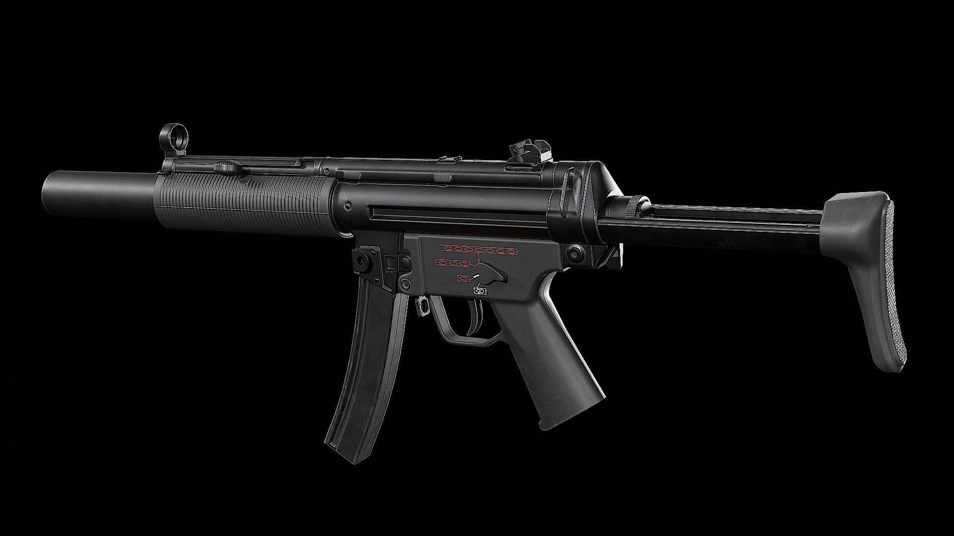 MP5SD gun Low-poly 3D model_6