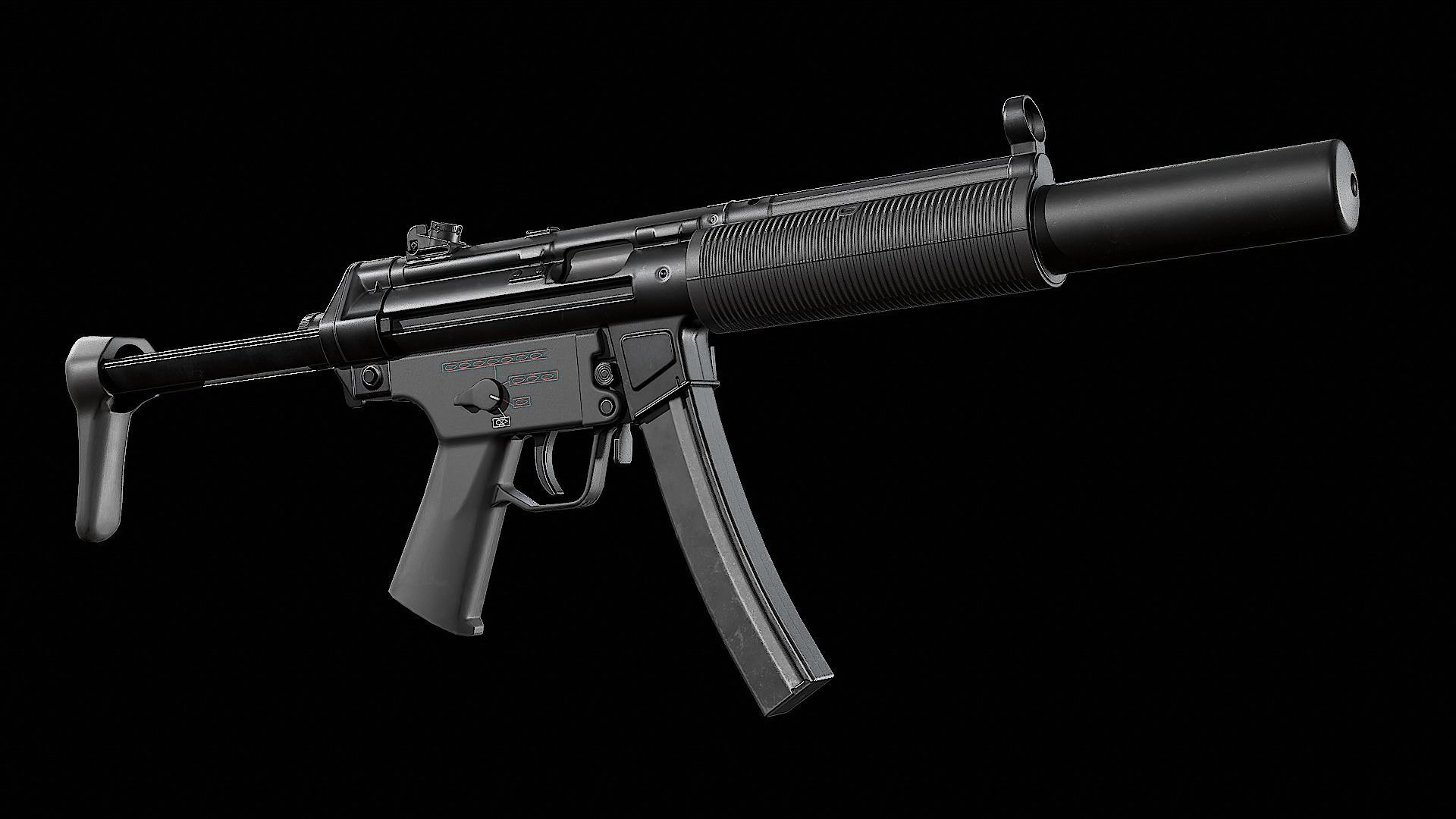 MP5SD gun Low-poly 3D model_4