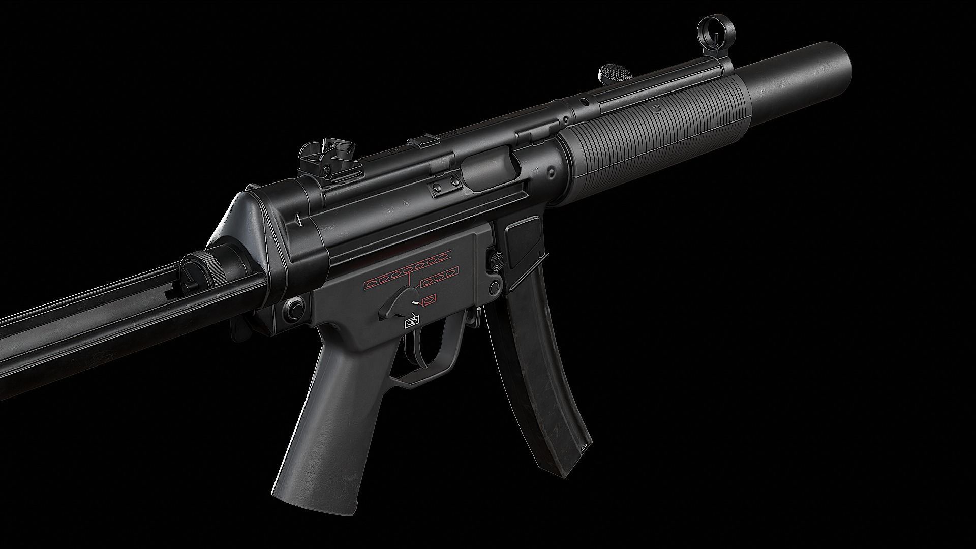 MP5SD gun Low-poly 3D model_2