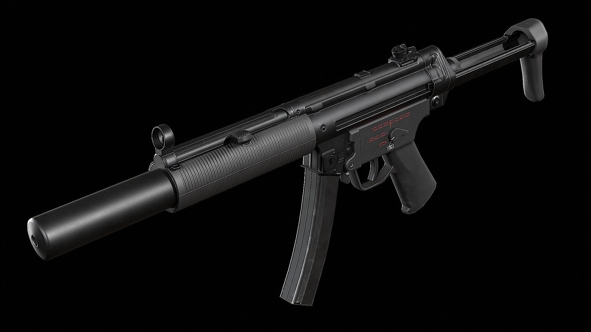 MP5SD gun Low-poly 3D model_9