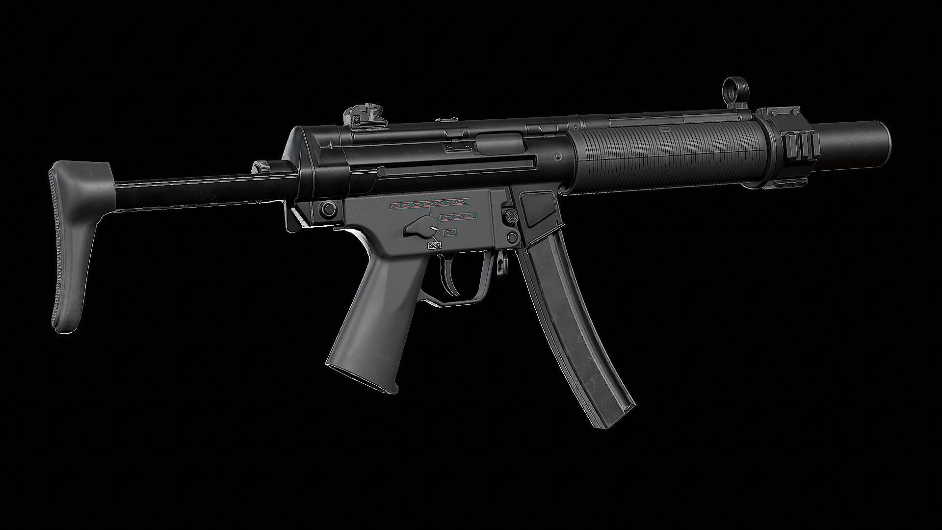 MP5SD gun Low-poly 3D model_5