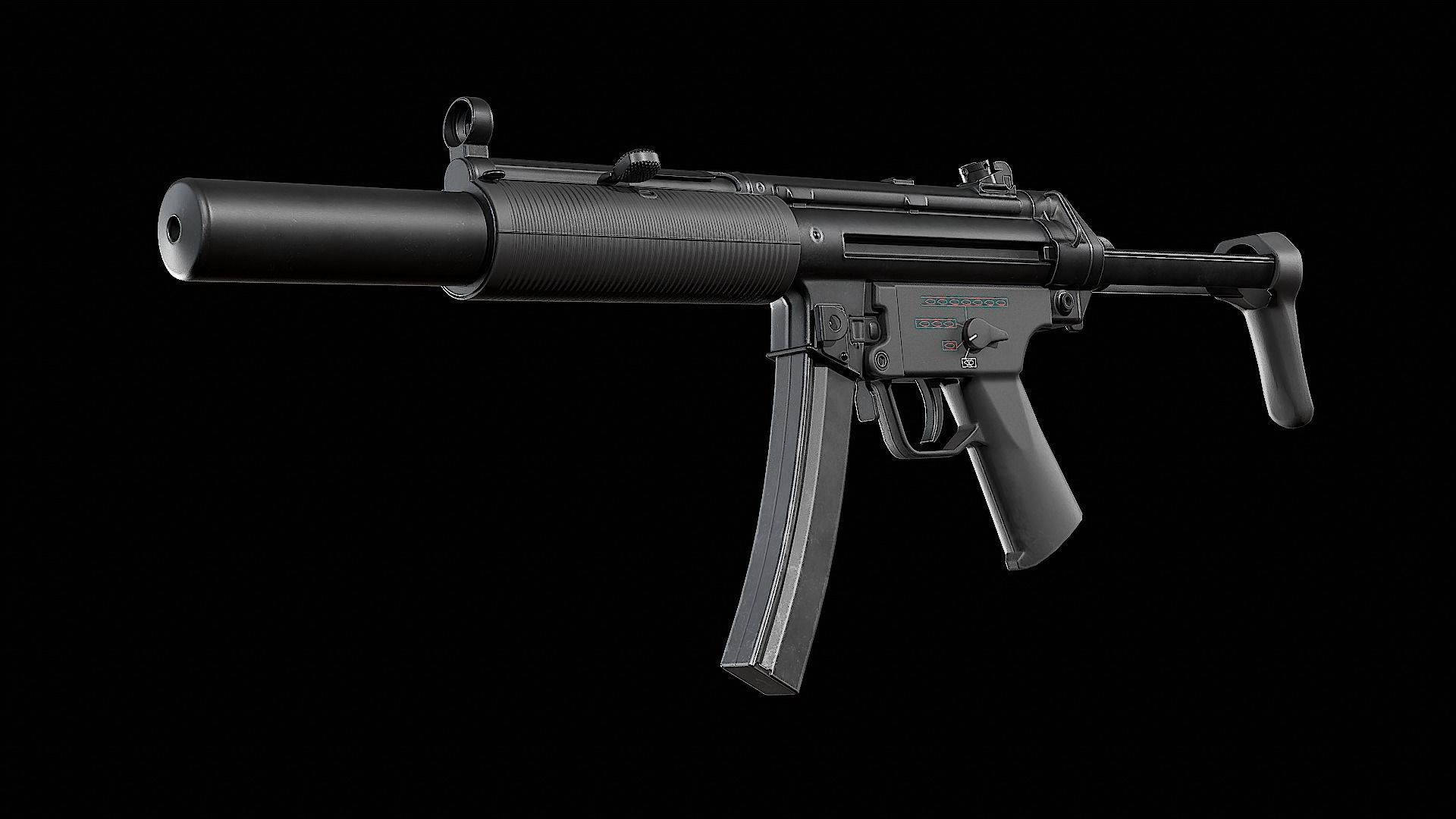 MP5SD gun Low-poly 3D model_8