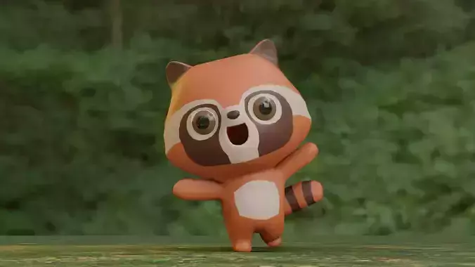 Raccoon rigged 3D model Low-poly 3D model