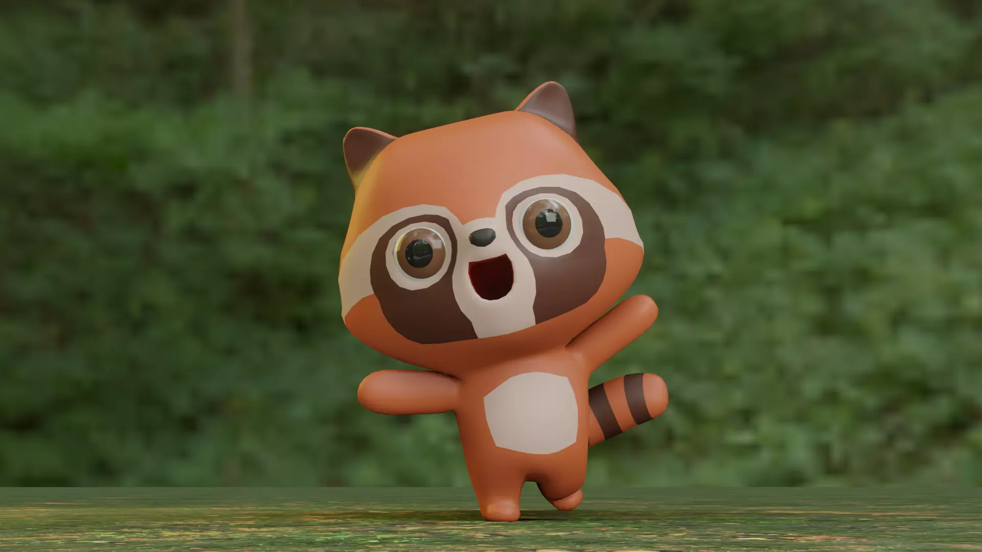 Raccoon rigged 3D model Low-poly 3D model