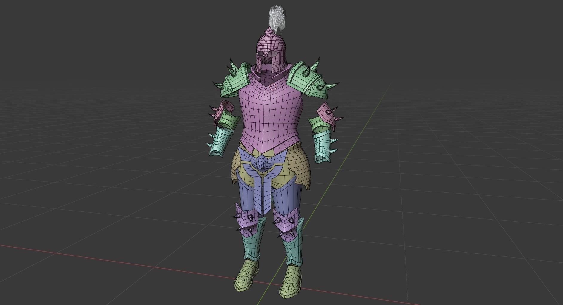 Knight Warrior Character With Modular Armor Parts Unreal Engine Low-poly 3D model_23