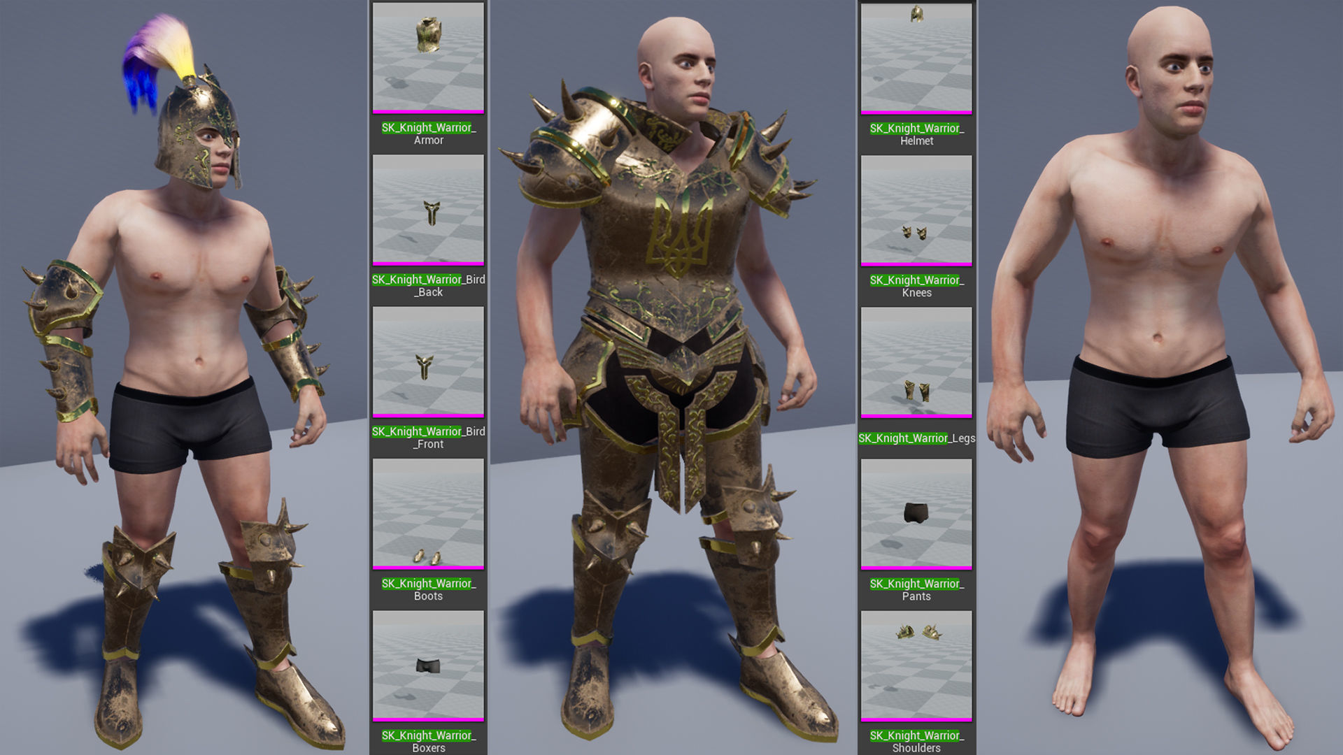 Knight Warrior Character With Modular Armor Parts Unreal Engine Low-poly 3D model_17