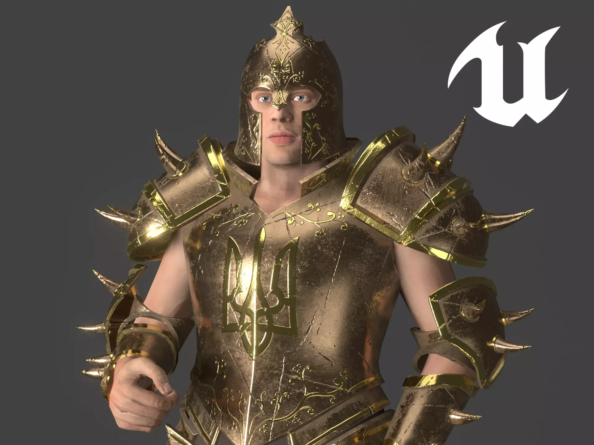 Knight Warrior Character With Modular Armor Parts Unreal Engine Low-poly 3D model_0