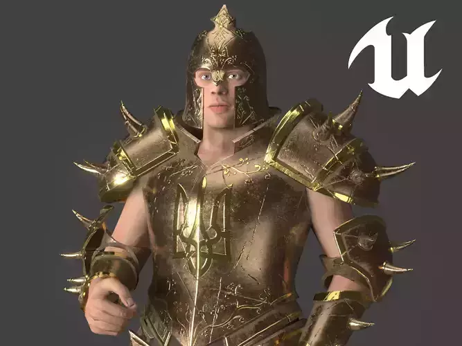 Knight Warrior Character With Modular Armor Parts Unreal Engine Low-poly 3D model