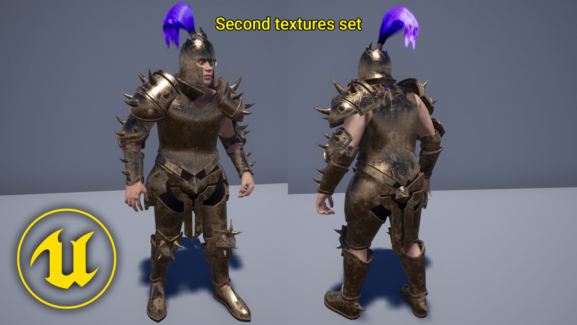 Knight Warrior Character With Modular Armor Parts Unreal Engine Low-poly 3D model_7