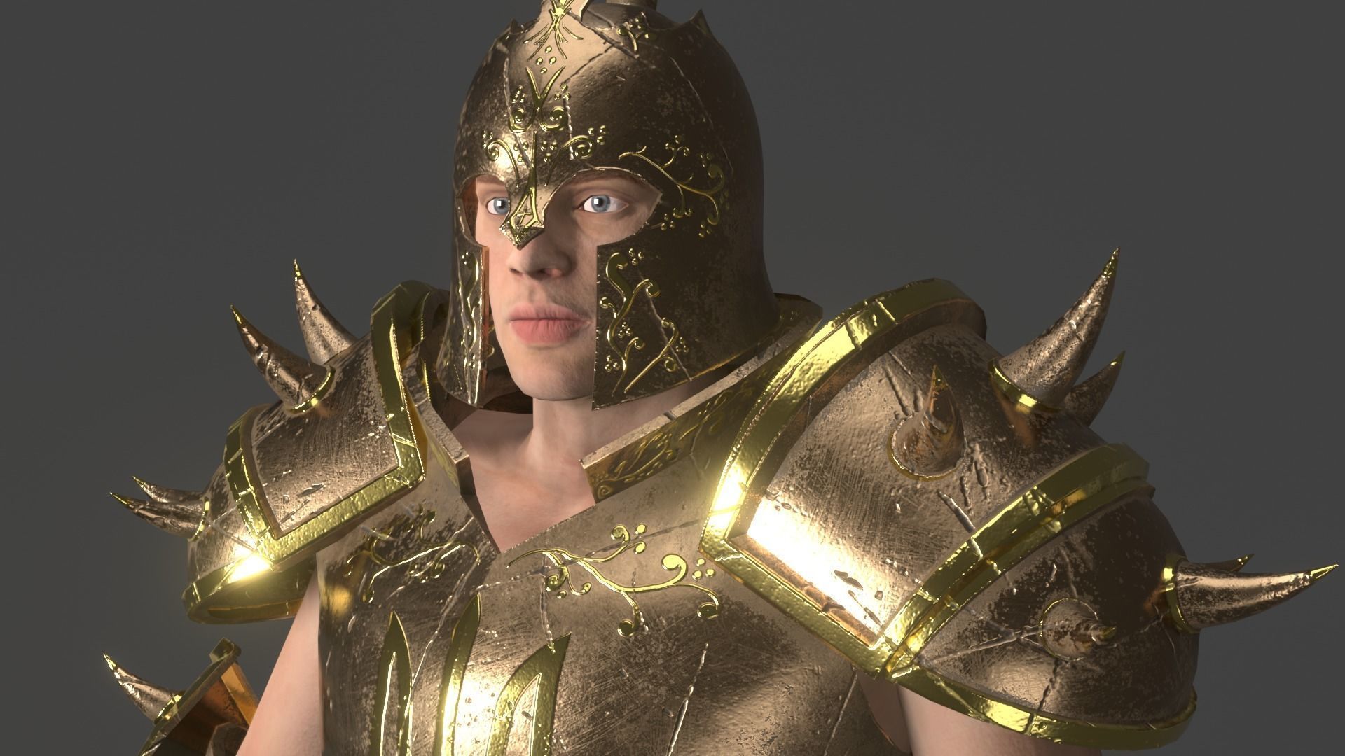Knight Warrior Character With Modular Armor Parts Unreal Engine Low-poly 3D model_2