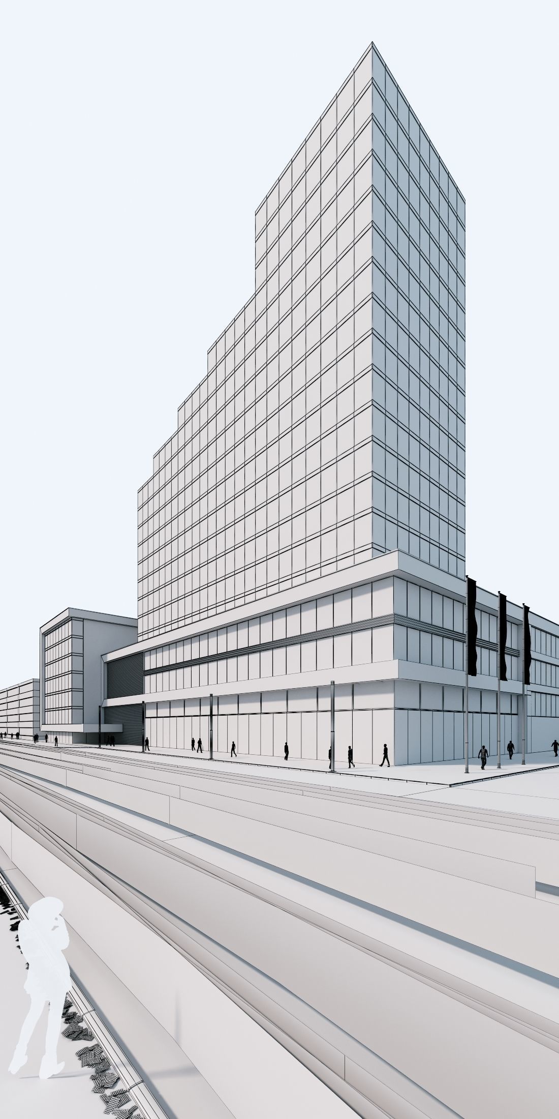 Office building Day Night 3D model_2