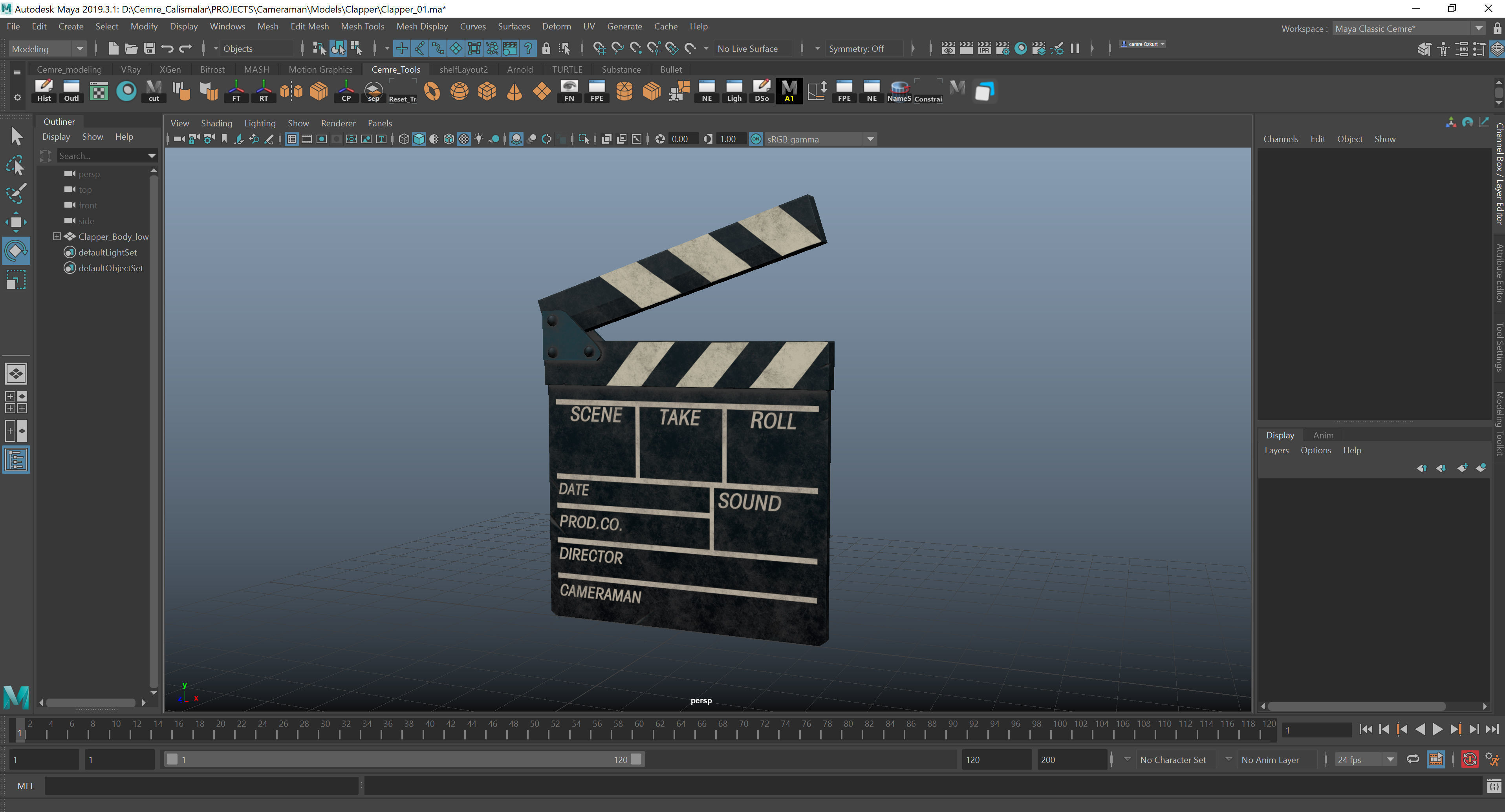 Film clapper board Low-poly 3D model_2