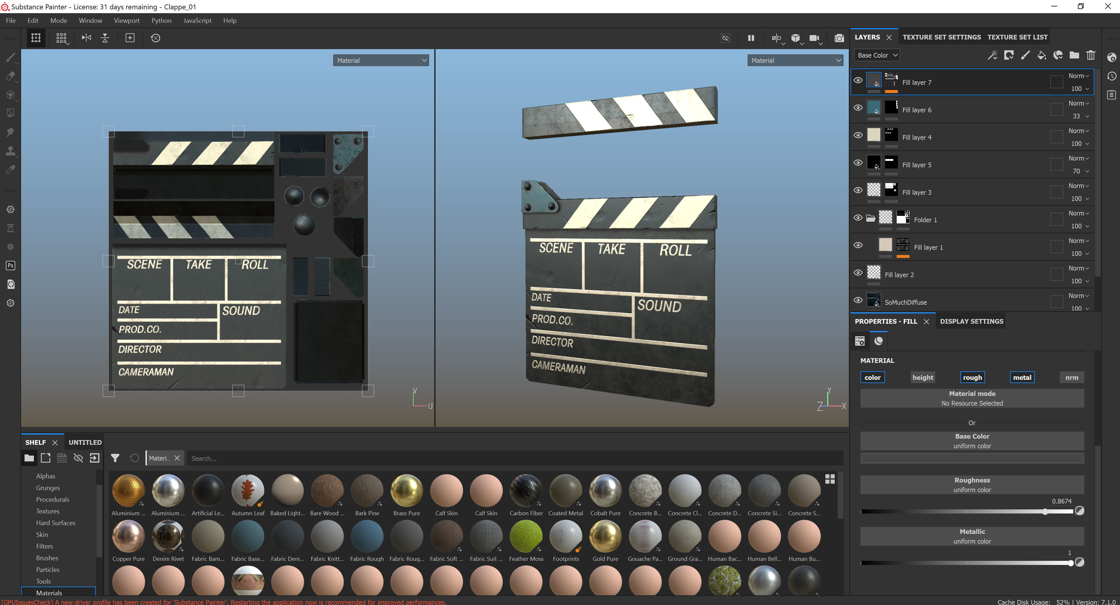 Film clapper board Low-poly 3D model_3