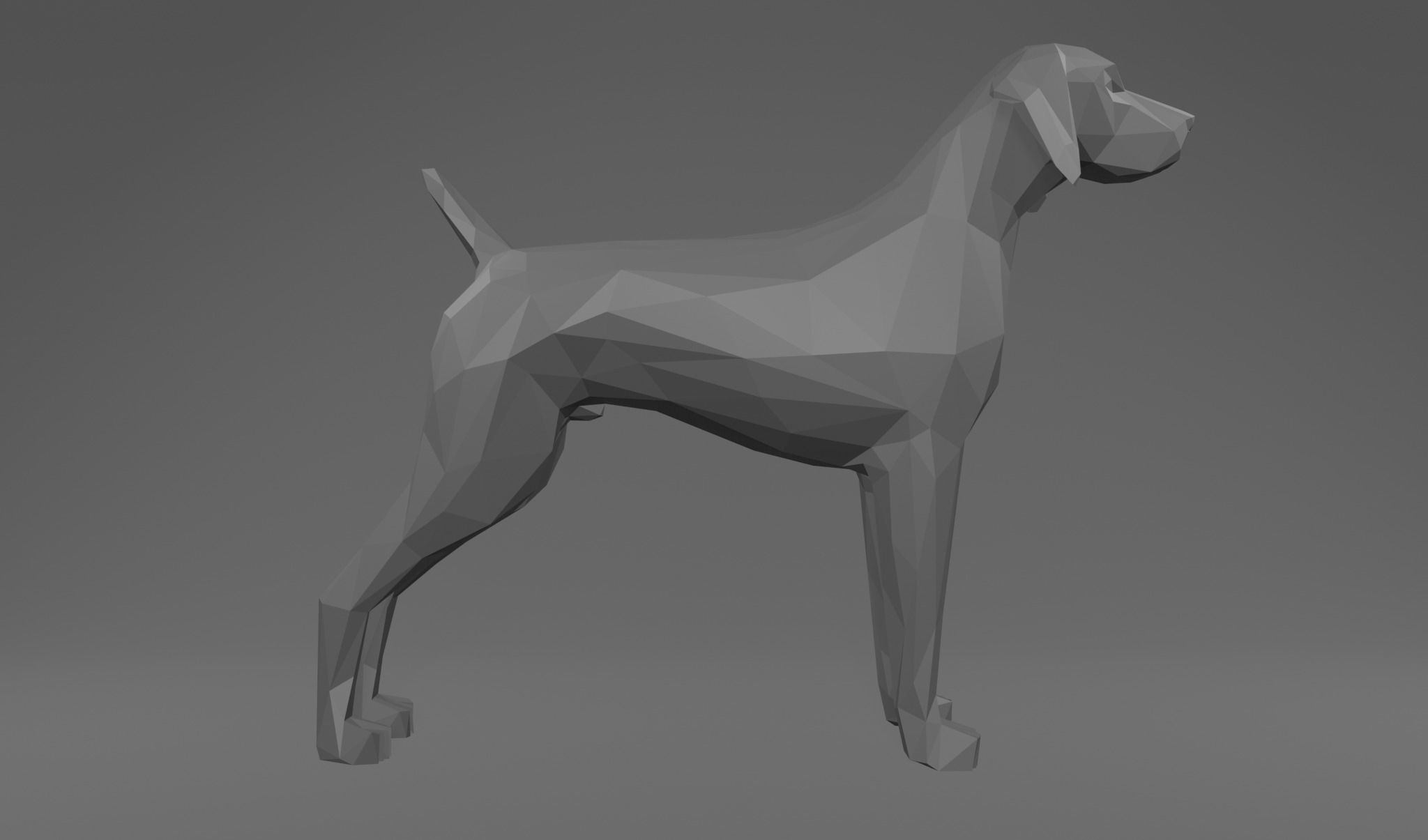 4 Dogs - Geman Shothaired - Braque allemand Lowpoly 3D print model_2