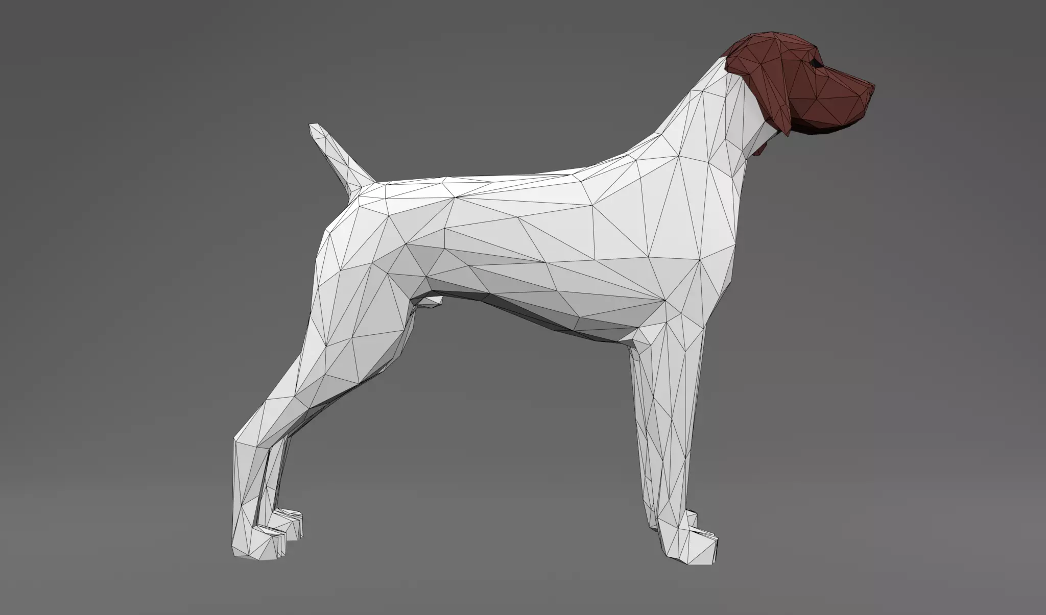4 Dogs - Geman Shothaired - Braque allemand Lowpoly 3D print model_0