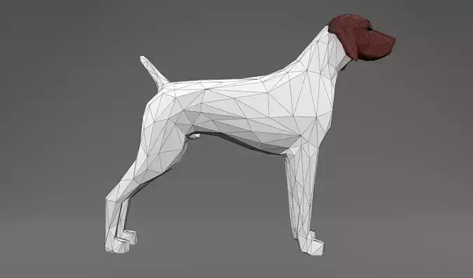 4 Dogs - Geman Shothaired - Braque allemand Lowpoly 3D print model