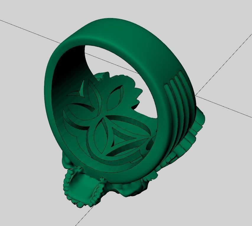 mens ring skull with feathers 3D print model_9