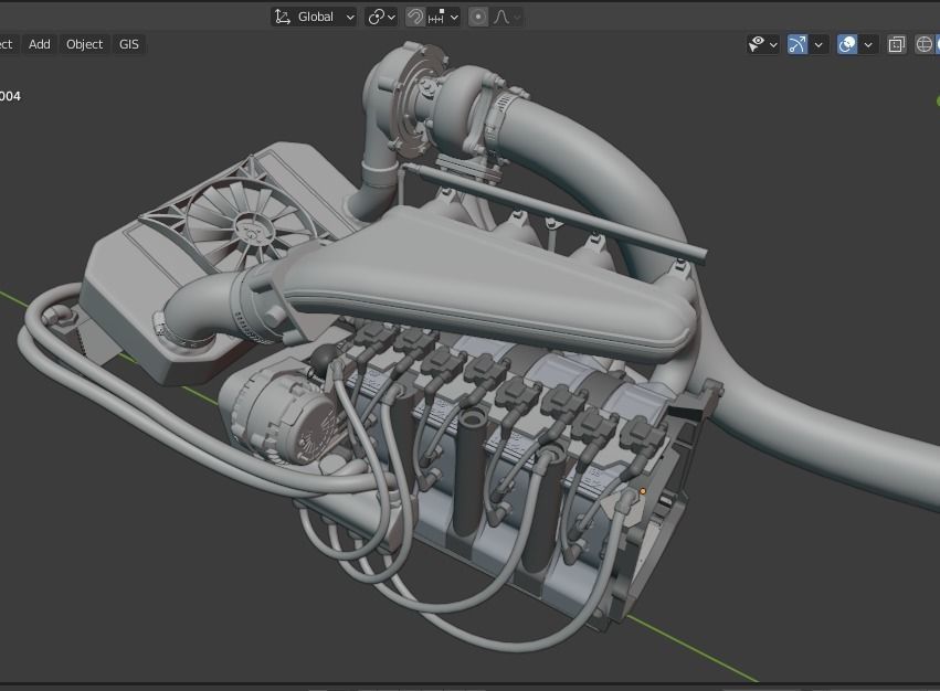 rotary 4 rotor engine 3D model_8