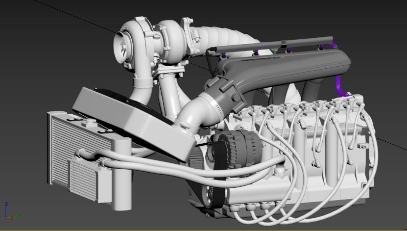 rotary 4 rotor engine 3D model_3