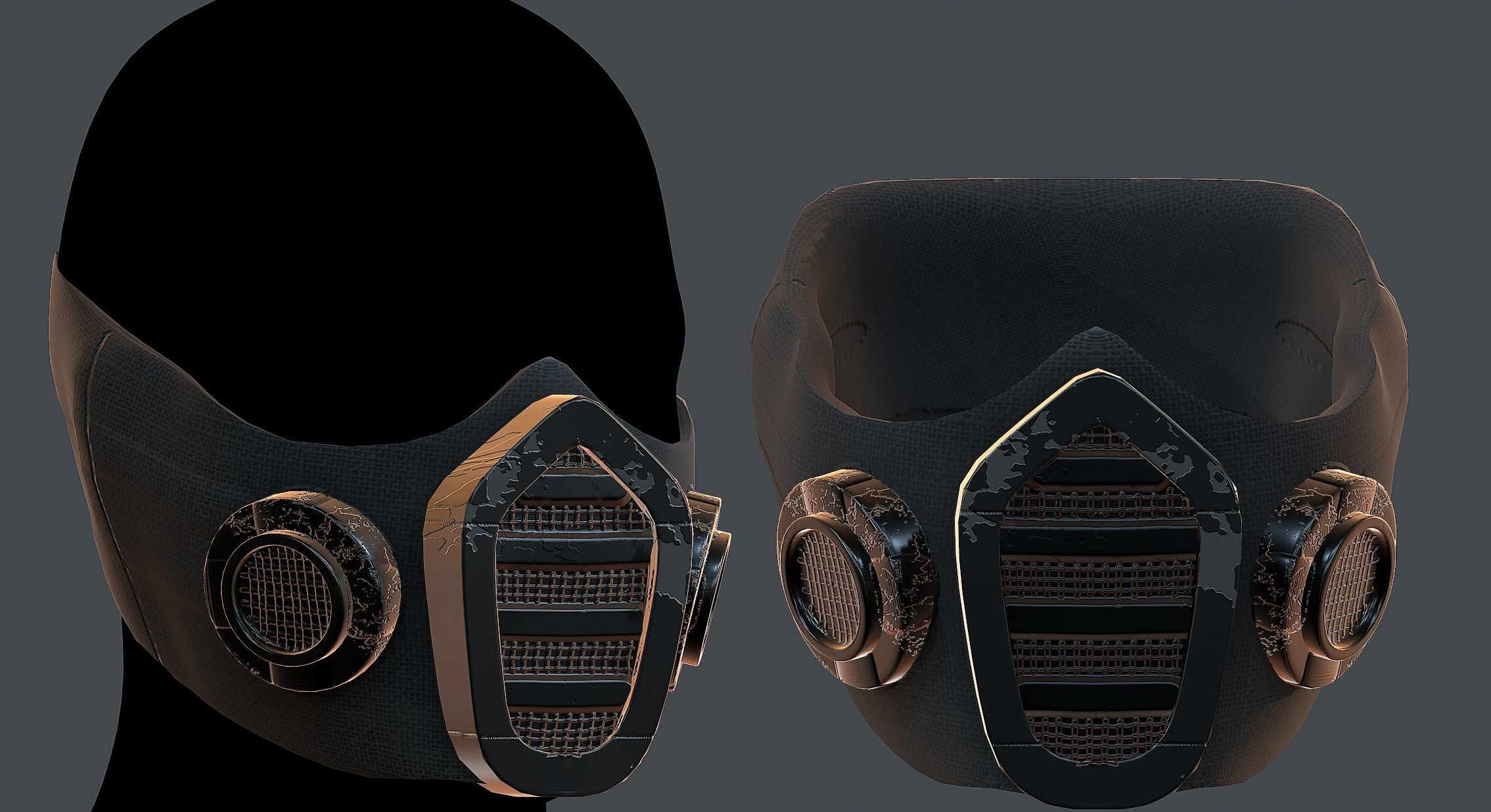 Gas mask helmet 3d model scifi Low-poly Low-poly 3D model_7