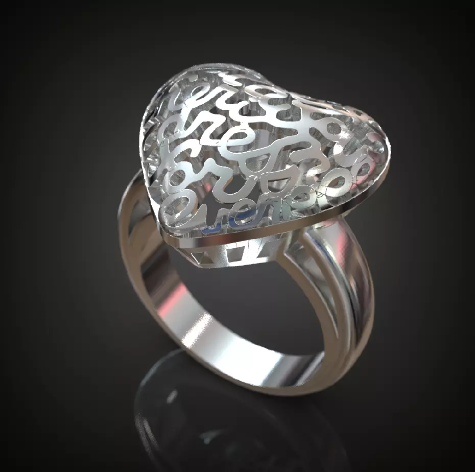 Heart shape Ring love words Free 3D print model