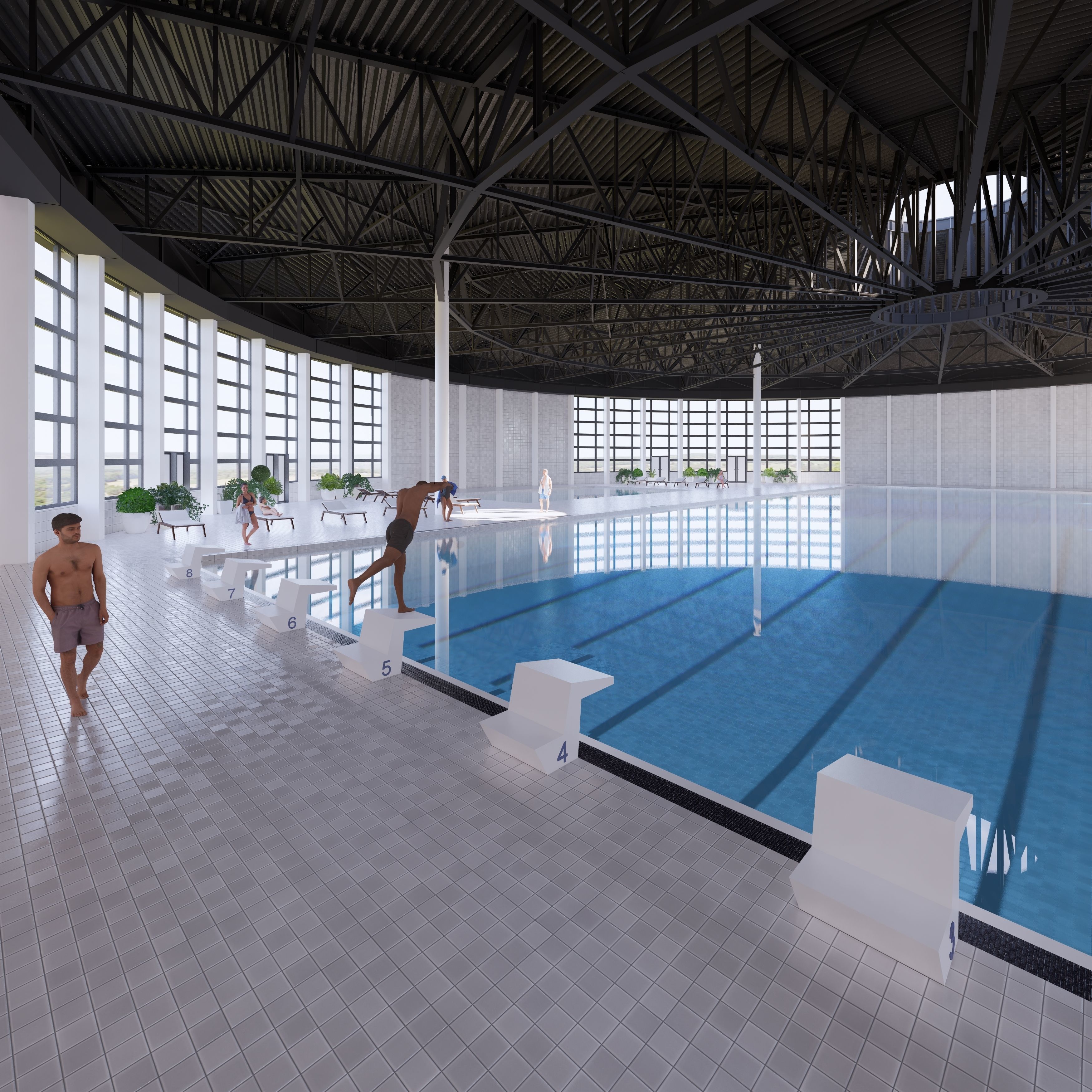 Swimmingplace circular structure 3D model_2