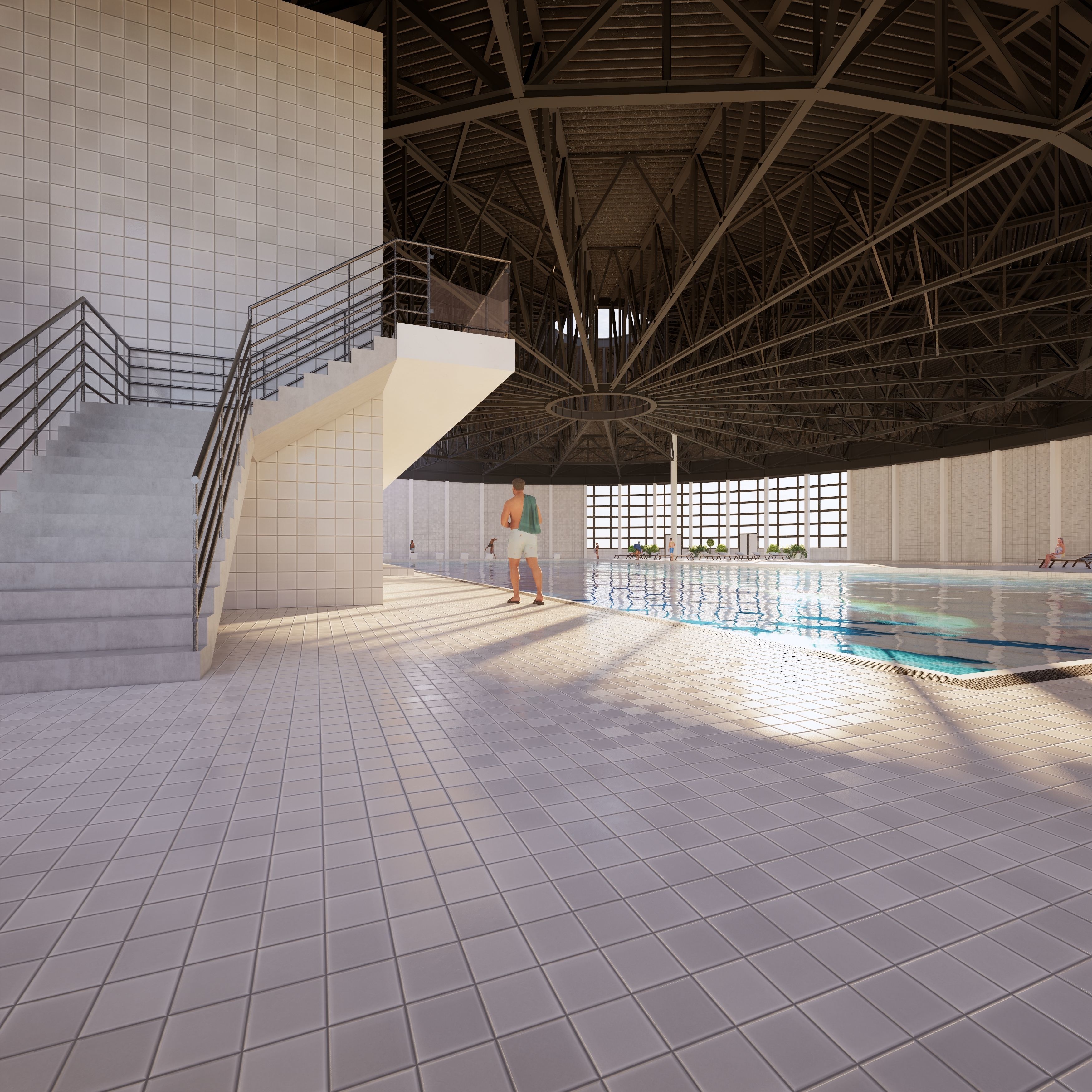Swimmingplace circular structure 3D model_6