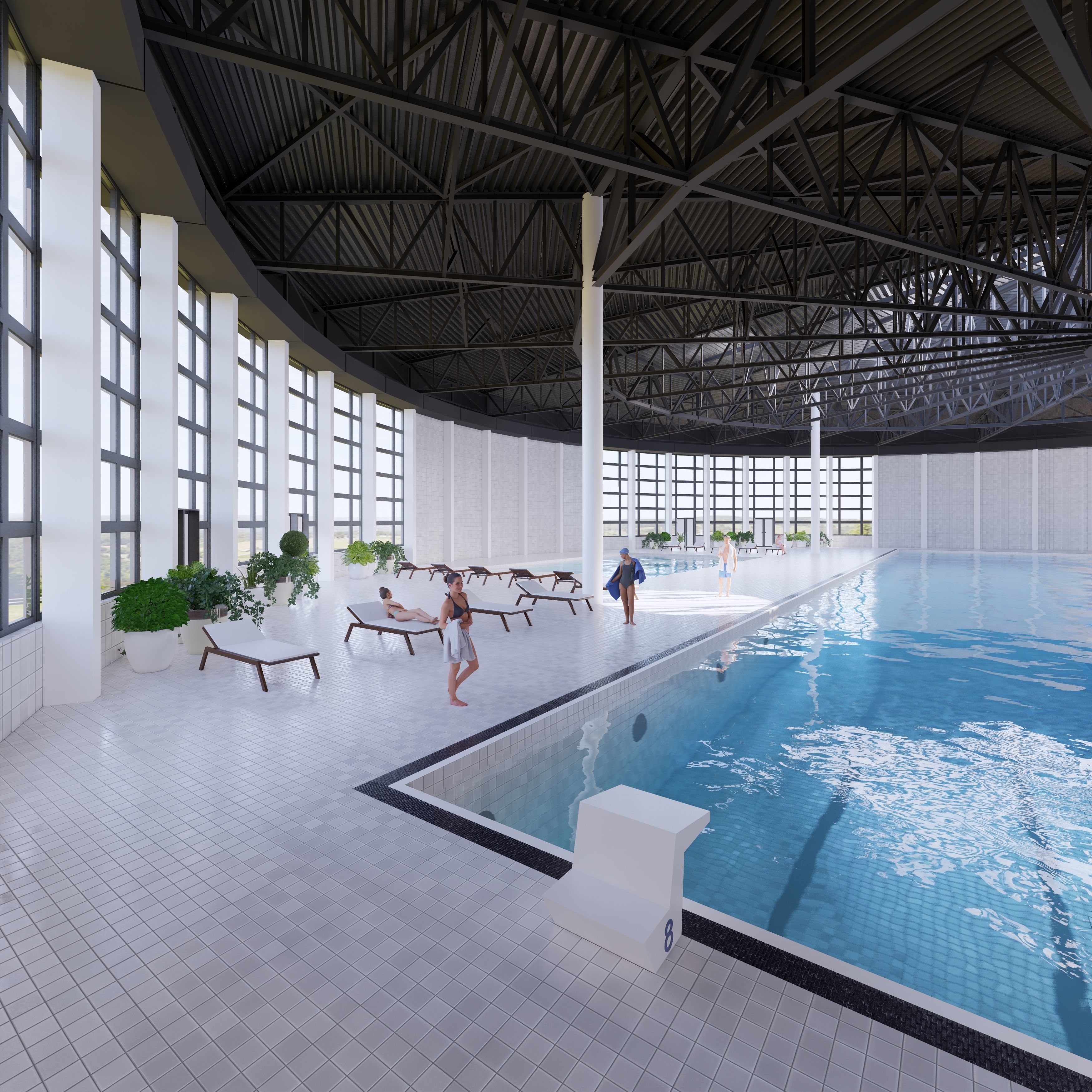 Swimmingplace circular structure 3D model_3