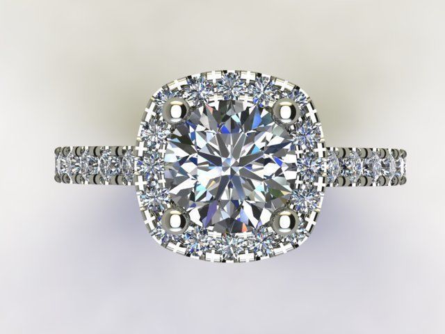 10003 engagement ring with halo setting 3D print model_3