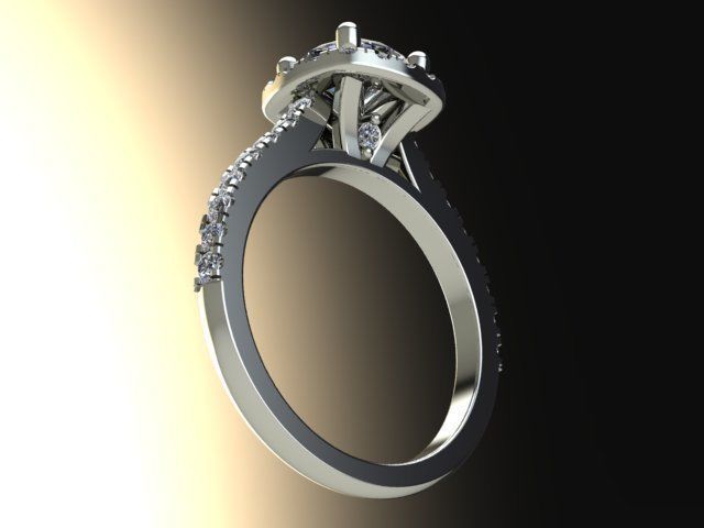 10003 engagement ring with halo setting 3D print model_4