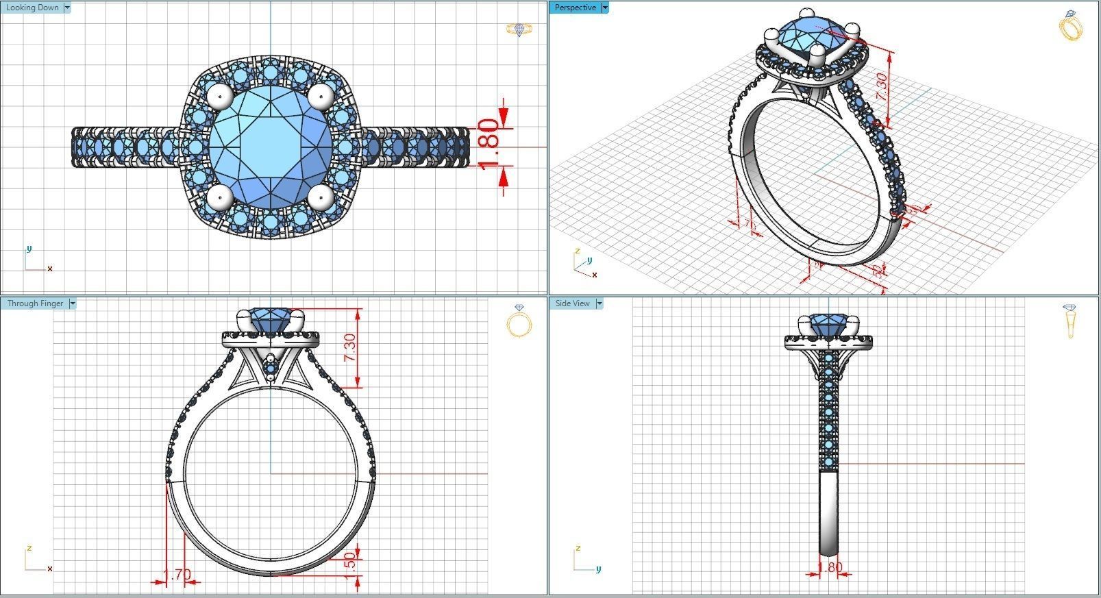 10003 engagement ring with halo setting 3D print model_5