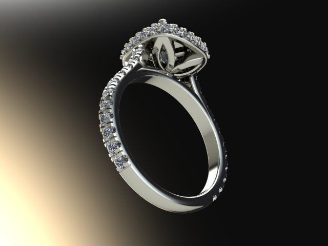 10004 diamond engagement ring with halo setting 3D print model_4