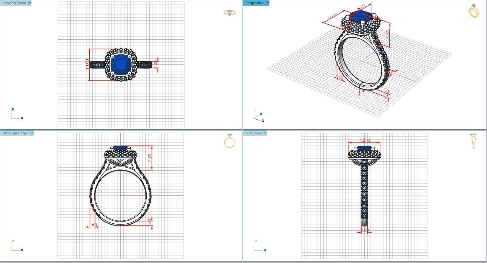 10004 diamond engagement ring with halo setting 3D print model_5